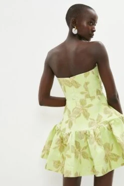 Coast Jacquard Bandeau Full Skirt Mini Dress -Coast bcc02722 lime xl 2