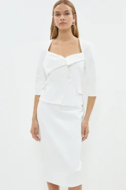 Coast Premium Fold Over Button Detail Pencil Dress