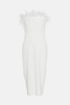 Coast Premium Feather Trim Bardot Midi Dress -Coast bcc02743 ivory xl 3