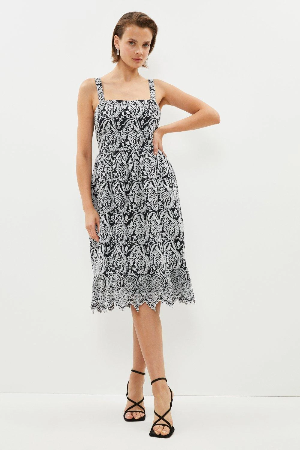 Coast Broderie Square Neck Midi Dress 1 Coast Broderie Square Neck Midi Dress
