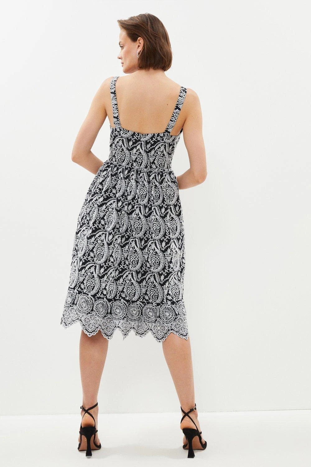 Coast Broderie Square Neck Midi Dress 3 Coast Broderie Square Neck Midi Dress - Image 3