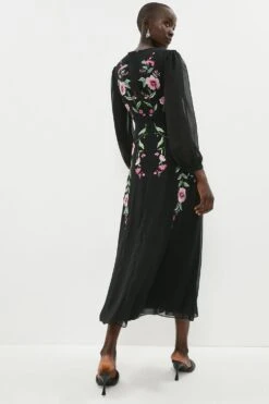 Coast Trailing Poppy Embroidered Midi Dress -Coast bcc02773 black xl 2