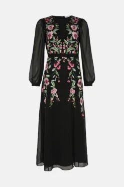 Coast Trailing Poppy Embroidered Midi Dress -Coast bcc02773 black xl 3