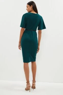 Coast Wrap Top Ponte Flare Sleeve Pencil Dress -Coast bcc02793 green xl 2