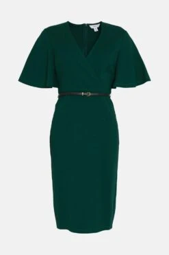 Coast Wrap Top Ponte Flare Sleeve Pencil Dress -Coast bcc02793 green xl 3