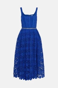 Coast Lace Dress With Square Neck -Coast bcc02799 cobalt xl 3