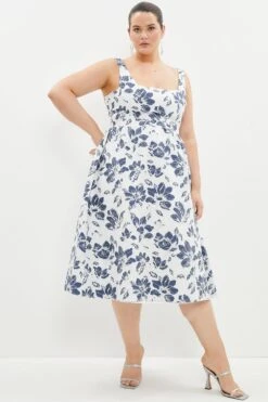Coast Plus Size Premium Jacquard Corset Midi Dress​