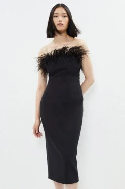 Coast Premium Feather Trim Midi Dress