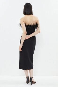 Coast Premium Feather Trim Midi Dress 7 Coast Premium Feather Trim Midi Dress -Coast bcc02826 black xl 2