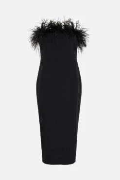 Coast Premium Feather Trim Midi Dress 8 Coast Premium Feather Trim Midi Dress -Coast bcc02826 black xl 3