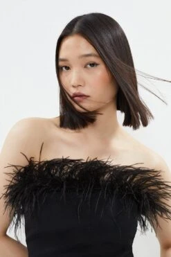 Coast Premium Feather Trim Midi Dress 9 Coast Premium Feather Trim Midi Dress -Coast bcc02826 black xl 4