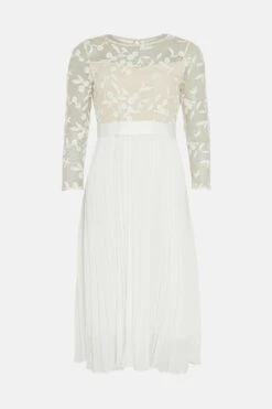 Coast Contrast Embroidered Long Sleeve Midi Dress -Coast bcc02837 ivory xl 3