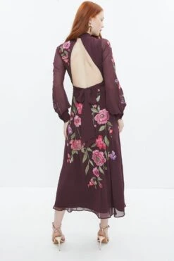 Coast Alexandra Gallagher Floral Embroidered Midi Dress -Coast bcc02861 merlot xl 2
