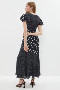 Coast Polka Dot Ruffle Midi Dress -Coast bcc02884 mono xl 2