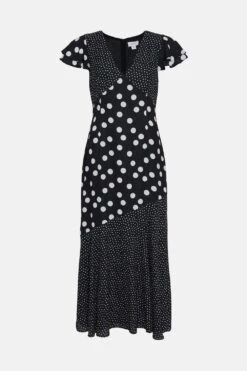 Coast Polka Dot Ruffle Midi Dress -Coast bcc02884 mono xl 3