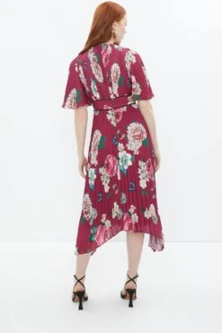 Coast Alexandra Gallagher Pleated Plunge Hi Lo Dress -Coast bcc02937 merlot xl 2