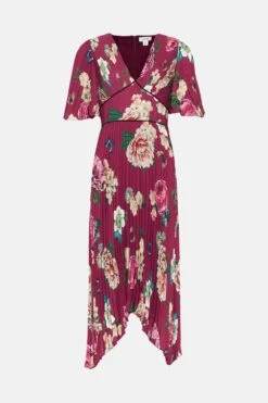 Coast Alexandra Gallagher Pleated Plunge Hi Lo Dress -Coast bcc02937 merlot xl 3