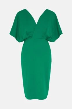 Coast V Neck Crepe Cape Pencil Dress -Coast bcc03088 green xl 3