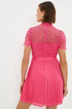 Coast Corded Lace Top Pleated Full Skirt Mini Dress -Coast bcc03147 hot20pink xl 2