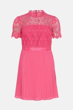 Coast Corded Lace Top Pleated Full Skirt Mini Dress -Coast bcc03147 hot20pink xl 3