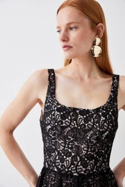 Coast Lace Panelled Bodice Full Skirt Midi Dress -Coast bcc03190 black xl 2