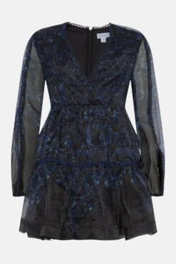 Coast Mini Dress In Printed Organza With Trim 7 Coast Mini Dress In Printed Organza With Trim -Coast bcc03195 black xl 3