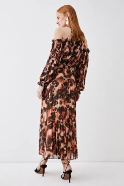 Coast Cold Shoulder Pleated Chiffon Midaxi Dress -Coast bcc03320 black xl 2