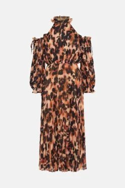 Coast Cold Shoulder Pleated Chiffon Midaxi Dress -Coast bcc03320 black xl 3