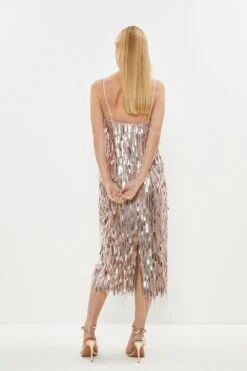 Coast Premium Sequin And Fringe Midi Dress -Coast bcc03352 rose20gold xl 2