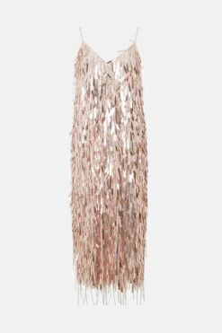 Coast Premium Sequin And Fringe Midi Dress -Coast bcc03352 rose20gold xl 3