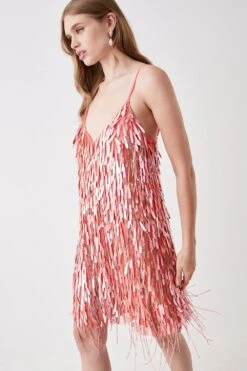 Coast Premium Sequin And Fringe Mini Dress