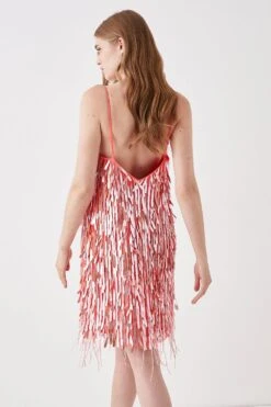 Coast Premium Sequin And Fringe Mini Dress -Coast bcc03356 coral xl 2