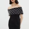 Coast Embelished Bardot Sculpting Jersey Mini Dress