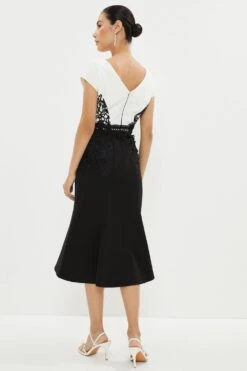 Coast Lace Dress With Crepe -Coast bcc03384 mono xl 2