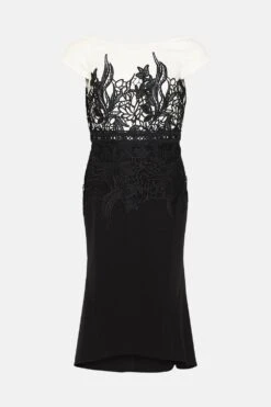 Coast Lace Dress With Crepe -Coast bcc03384 mono xl 3