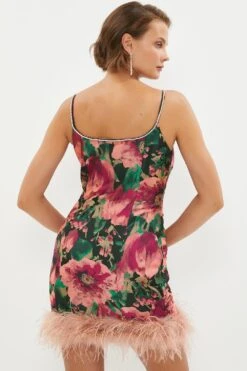 Coast Diamante Trim Mini Dress With Feather Hem 6 Coast Diamante Trim Mini Dress With Feather Hem -Coast bcc03386 black xl 2