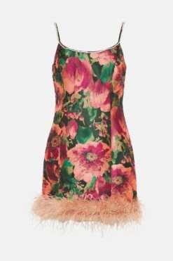 Coast Diamante Trim Mini Dress With Feather Hem 7 Coast Diamante Trim Mini Dress With Feather Hem -Coast bcc03386 black xl 3