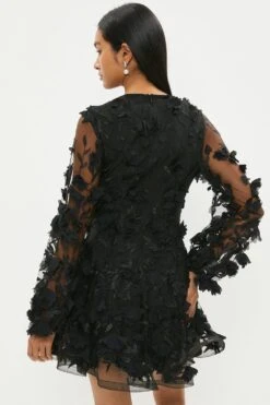 Coast Mini Dress In 3D Floral Applique -Coast bcc03403 black xl 2