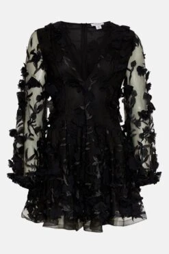 Coast Mini Dress In 3D Floral Applique -Coast bcc03403 black xl 3