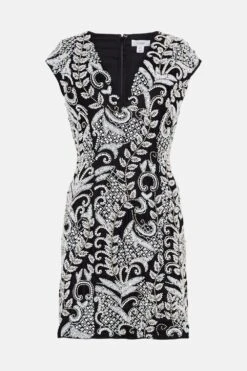 Coast V Neck Hand Embellished Mini Dress 7 Coast V Neck Hand Embellished Mini Dress -Coast bcc03415 black xl 3