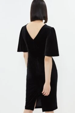 Coast Velvet Flare Sleeve Figure Sculpting Dress -Coast bcc03429 black xl 2
