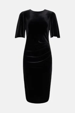 Coast Velvet Flare Sleeve Figure Sculpting Dress -Coast bcc03429 black xl 3
