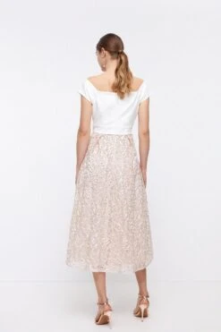 Coast Midi Dress With Embroidered Ribbon Skirt​ -Coast bcc03430 ivory xl 2