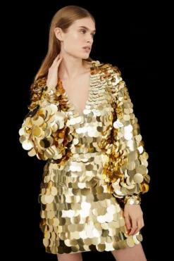 Coast Deep V Disc Sequin Mini Dress​