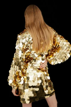 Coast Deep V Disc Sequin Mini Dress​ -Coast bcc03441 gold xl 2 scaled