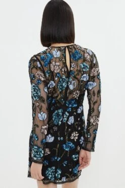 Coast Hand Embellished Long Sleeve Dress -Coast bcc03442 black xl 2