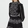 Coast Cutwork And Embroidered Balloon Sleeve Dress