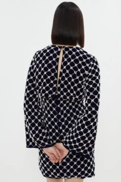 Coast Pearl Embellished Long Sleeve Mini Dress -Coast bcc03465 navy xl 2