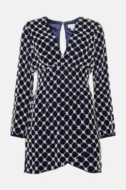 Coast Pearl Embellished Long Sleeve Mini Dress -Coast bcc03465 navy xl 3