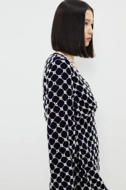 Coast Pearl Embellished Long Sleeve Mini Dress -Coast bcc03465 navy xl 4